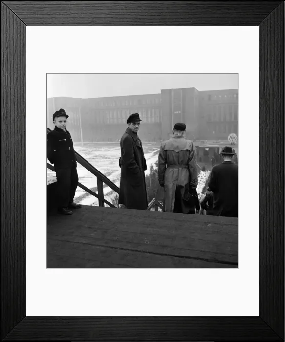 Framed Print : VW Volkswagen near Brunswick, West Germany. Workers seen here making their way to Framed Print : VW Volkswagen near Brunswick, West Germany. Workers seen here making their way to
