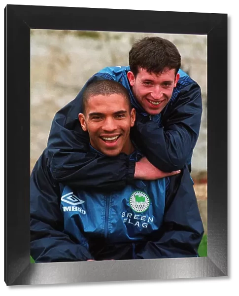 Liverpool teammates Stan Collymore and Robbie Fowler, together at Bisham Abbey during an
