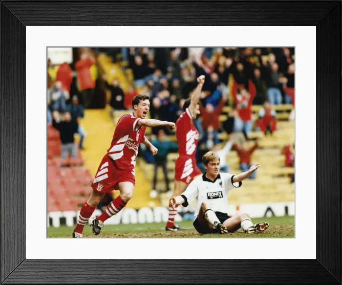 Framed Print : Liverpool 1 v Wimbledon 1. FA Cup 5th round match at Anfield, Liverpool