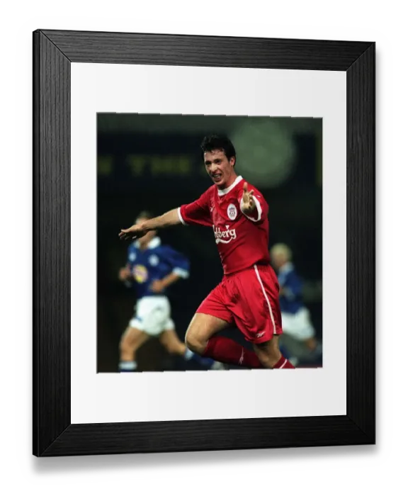 Framed Print : Liverpool Footballer Robbie Fowler in action during the reserves match against Leicester Framed Print : Liverpool Footballer Robbie Fowler in action during the reserves match against Leicester