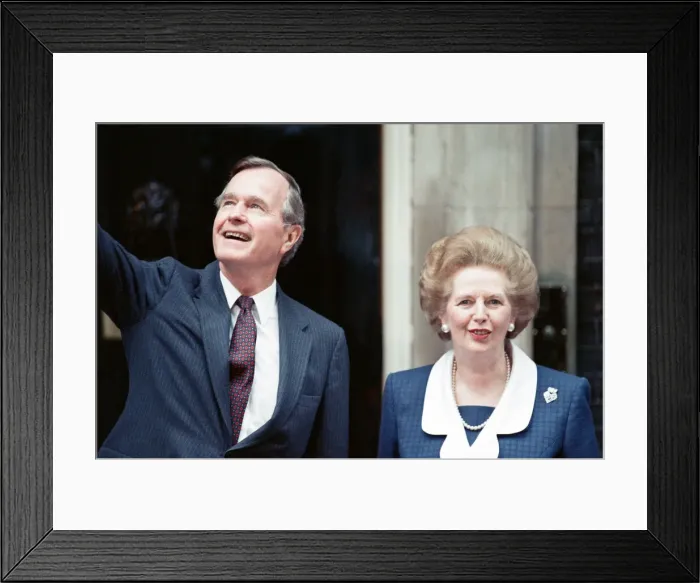 Framed Print : President of the United States George Bush and Prime Minister Margaret Thatcher outside Framed Print : President of the United States George Bush and Prime Minister Margaret Thatcher outside