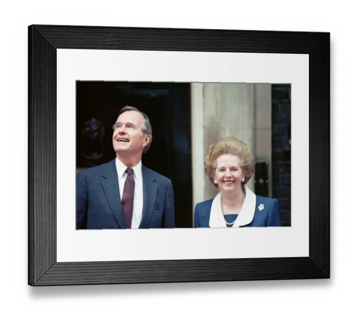 Framed Print : President of the United States George Bush and Prime Minister Margaret Thatcher outside