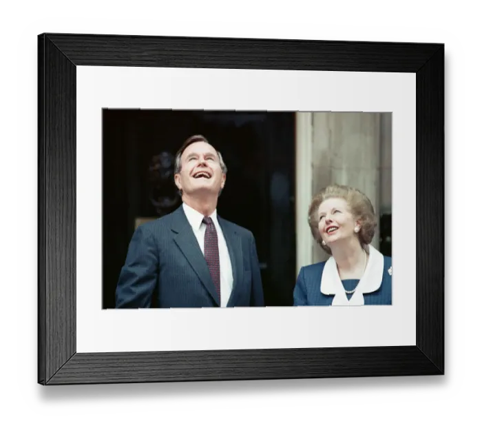 Framed Print : President of the United States George Bush and Prime Minister Margaret Thatcher outside