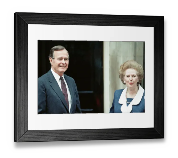 Framed Print : President of the United States George Bush and Prime Minister Margaret Thatcher outside