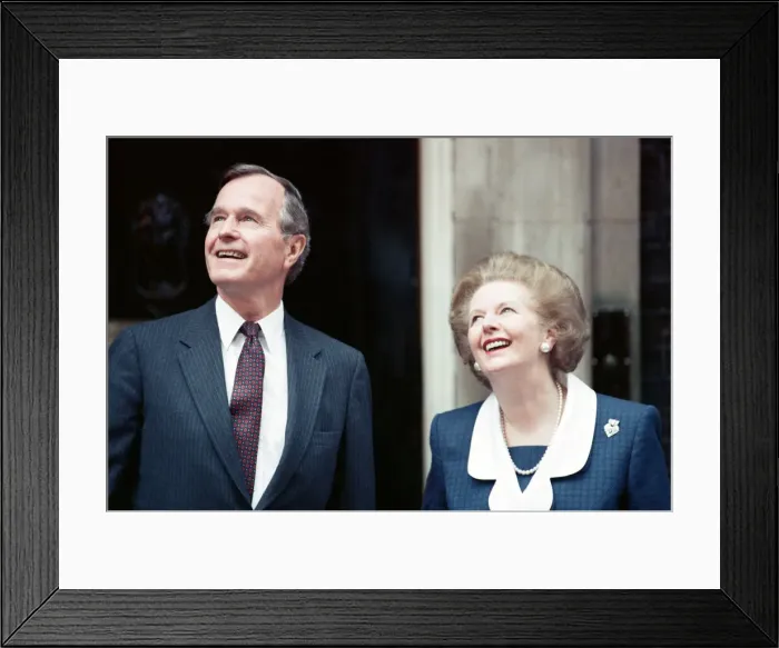 Framed Print : President of the United States George Bush and Prime Minister Margaret Thatcher outside