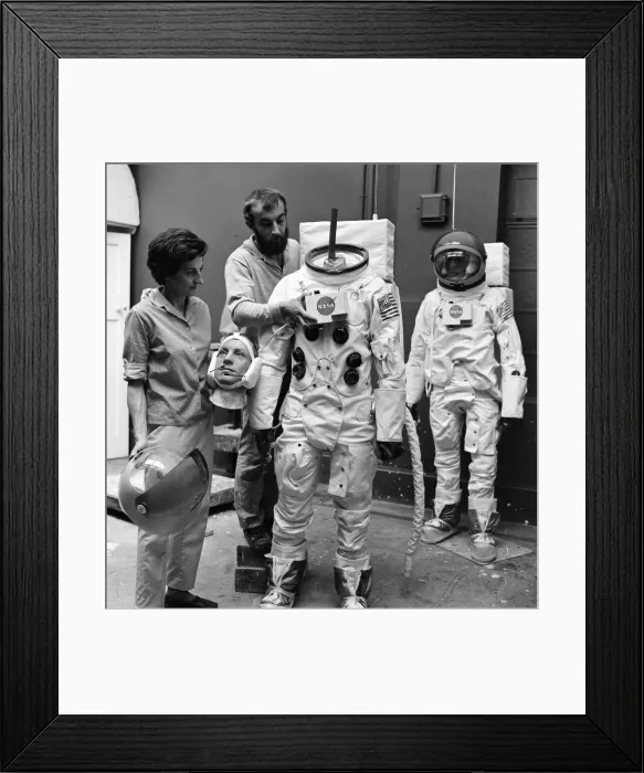Framed Print : Madame Tussauds staff put the finishing touches to waxwork models of astronauts Neil Framed Print : Madame Tussauds staff put the finishing touches to waxwork models of astronauts Neil