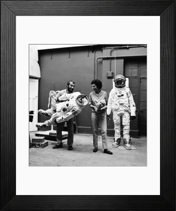 Framed Print : Madame Tussauds staff put the finishing touches to waxwork models of astronauts Neil Framed Print : Madame Tussauds staff put the finishing touches to waxwork models of astronauts Neil