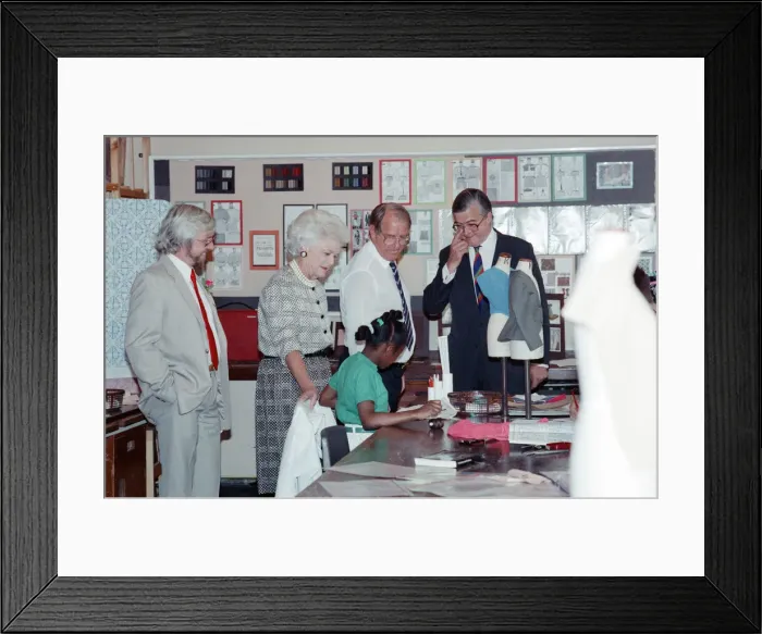 Framed Print : Mrs Barbara Bush, wife of the President of the USA, visits the Strand Adult Education