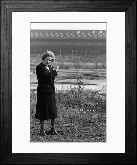 Framed Print : Prime Minister Margaret Thatcher seen here at what remains of the Head Wrightson works in Framed Print : Prime Minister Margaret Thatcher seen here at what remains of the Head Wrightson works in