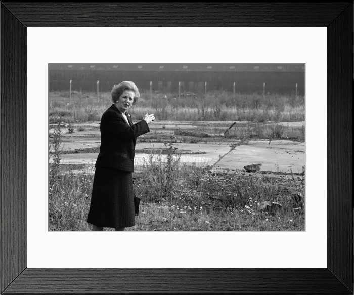 Framed Print : Prime Minister Margaret Thatcher seen here at what remains of the Head Wrightson works in Framed Print : Prime Minister Margaret Thatcher seen here at what remains of the Head Wrightson works in