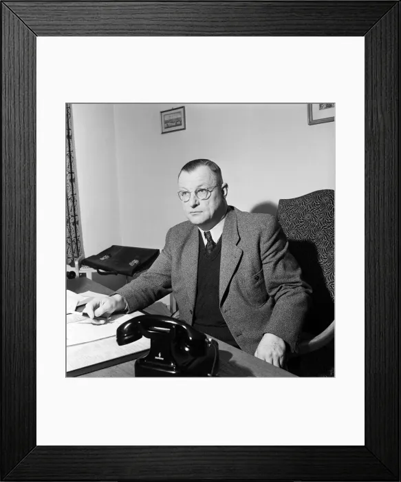 Framed Print : VW Volkswagen near Brunswick, West Germany. A man in an office. 10th December 1952 Framed Print : VW Volkswagen near Brunswick, West Germany. A man in an office. 10th December 1952