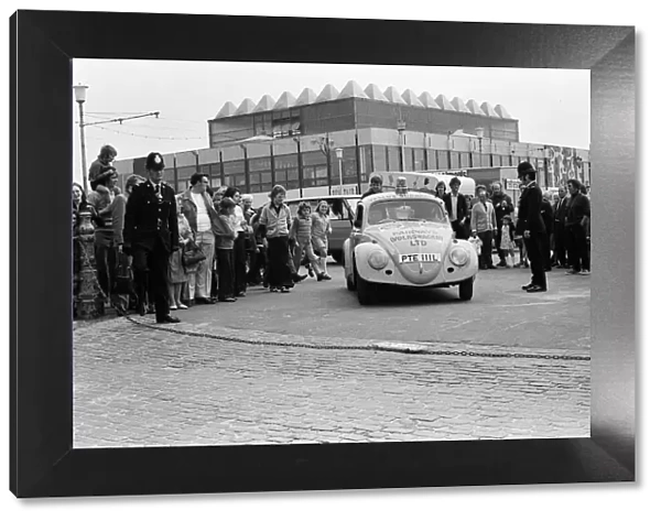 An aquatic VW Beetle at Blackpool beach. It has previously competed in the annual Isle of