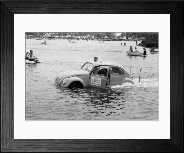 Framed Print : Malcolm Buchanan and Bill Helmeage who have spent the last month making a VW watertight Framed Print : Malcolm Buchanan and Bill Helmeage who have spent the last month making a VW watertight