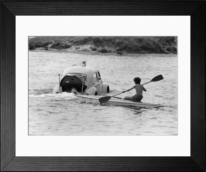 Framed Print : Malcolm Buchanan and Bill Helmeage who have spent the last month making a VW watertight Framed Print : Malcolm Buchanan and Bill Helmeage who have spent the last month making a VW watertight