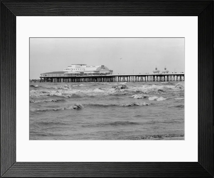 Framed Print : An aquatic VW Beetle at Blackpool beach. It has previously competed in the annual Isle of Framed Print : An aquatic VW Beetle at Blackpool beach. It has previously competed in the annual Isle of