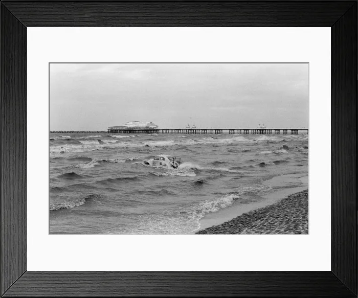 Framed Print : An aquatic VW Beetle at Blackpool beach. It has previously competed in the annual Isle of