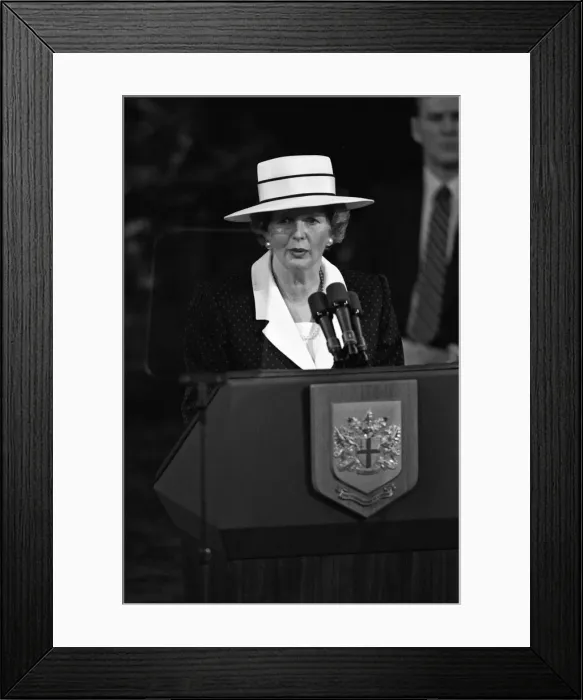 Framed Print : Prime Minster Margaret Thatcher delivers a speech at Guildhall, London. 3rd June 1988 Framed Print : Prime Minster Margaret Thatcher delivers a speech at Guildhall, London. 3rd June 1988