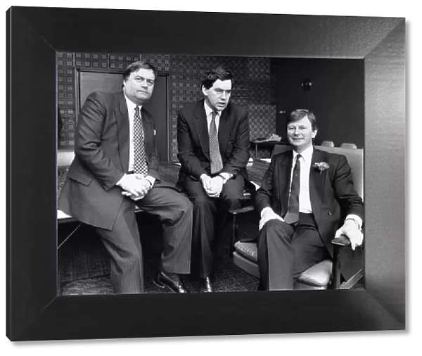 Labour Party front bench members, from left, John Prescott, Gordon Brown and Bryan Gould