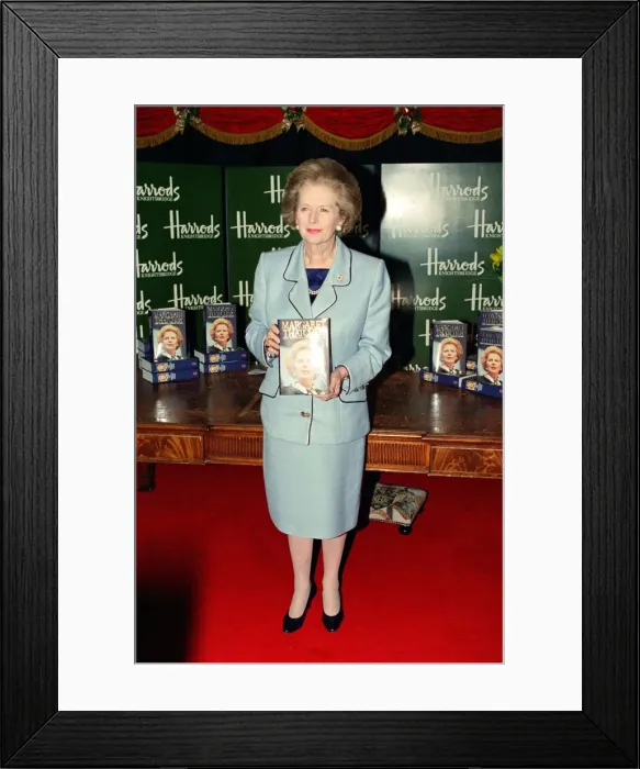 Framed Print : Margaret Thatcher in Harrods signing copies of her memoir Framed Print : Margaret Thatcher in Harrods signing copies of her memoir