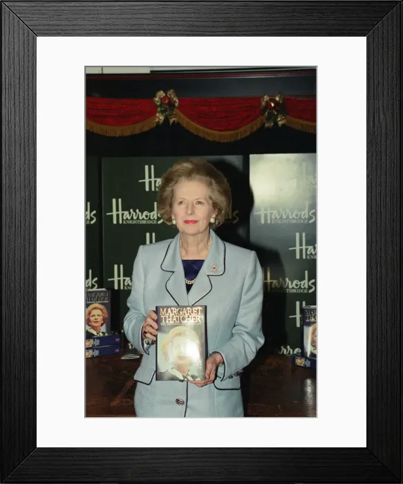 Framed Print : Margaret Thatcher in Harrods signing copies of her memoir Framed Print : Margaret Thatcher in Harrods signing copies of her memoir