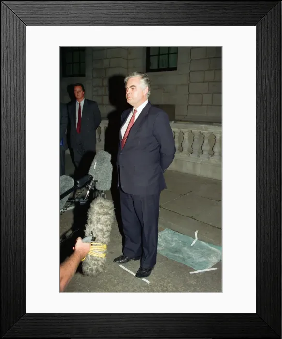 Framed Print : Black Wednesday. Chancellor of the Exchequer Norman Lamont gives a press conference Framed Print : Black Wednesday. Chancellor of the Exchequer Norman Lamont gives a press conference