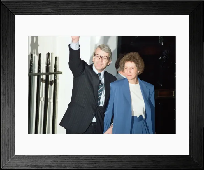 Framed Print : John Major outside 10 Downing Street after winning the Conservative leadership battle