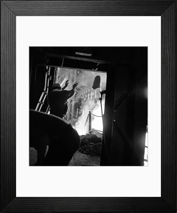 Framed Print : Steelworkers operating one of the open hearth furnaces at the Stocksbridge Steelworks Framed Print : Steelworkers operating one of the open hearth furnaces at the Stocksbridge Steelworks