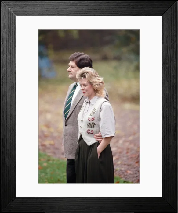 Framed Print : Nigel Lawson and his wife Therese pictured at their home, the day after his resignation Framed Print : Nigel Lawson and his wife Therese pictured at their home, the day after his resignation