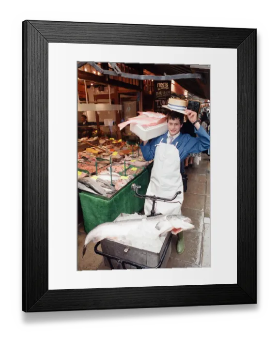 Framed Print : Frost Fishmongers Delivery Bike, Reading, Wednesday 8th July 1992 Framed Print : Frost Fishmongers Delivery Bike, Reading, Wednesday 8th July 1992