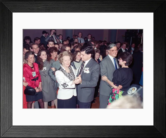 Framed Print : The Conservative Party Conference, Blackpool. Prime Minister Margaret Thatcher dancing Framed Print : The Conservative Party Conference, Blackpool. Prime Minister Margaret Thatcher dancing