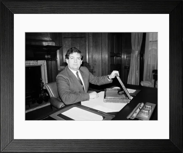 Framed Print : The Chancellor of the Exchequer, Nigel Lawson, at No 11 Downing Street, London Framed Print : The Chancellor of the Exchequer, Nigel Lawson, at No 11 Downing Street, London
