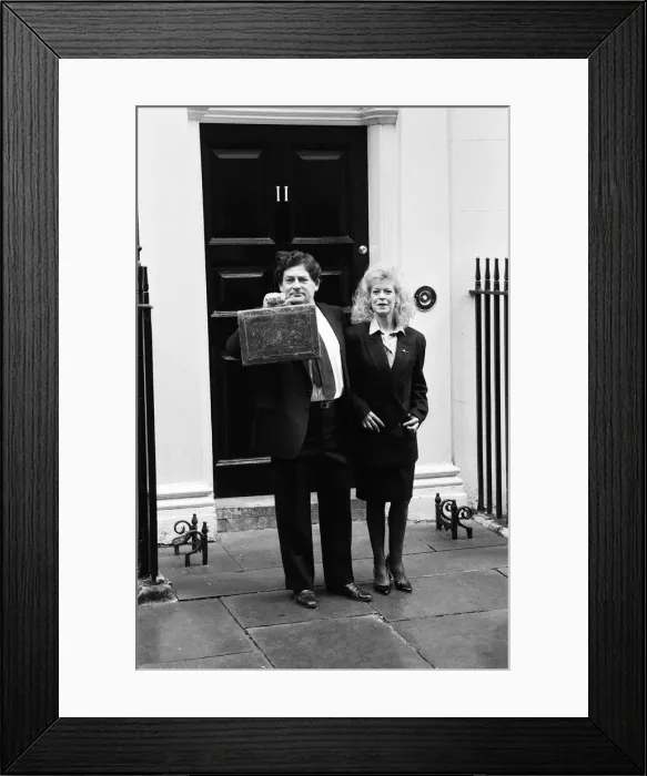 Framed Print : The Chancellor of the Exchequer, Nigel Lawson, and his wife Therese