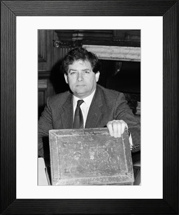 Framed Print : The Chancellor of the Exchequer, Nigel Lawson, at No 11 Downing Street, London Framed Print : The Chancellor of the Exchequer, Nigel Lawson, at No 11 Downing Street, London