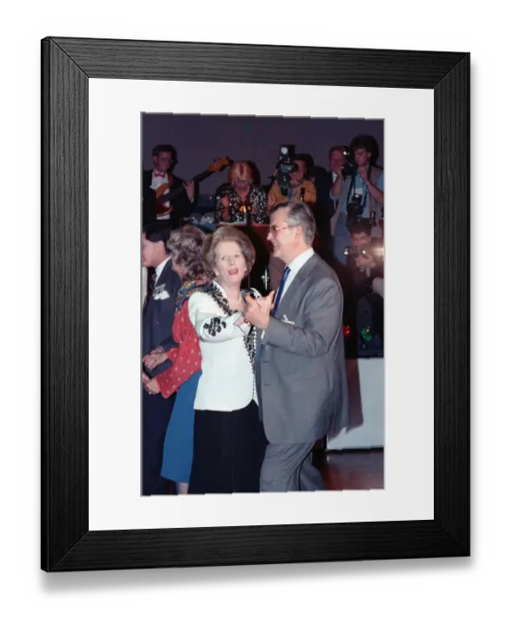 Framed Print : The Conservative Party Conference, Blackpool. Prime Minister Margaret Thatcher dancing Framed Print : The Conservative Party Conference, Blackpool. Prime Minister Margaret Thatcher dancing