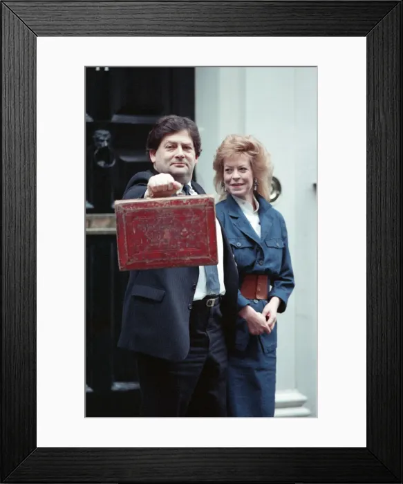 Framed Print : Budget Day at No 11 Downing Street. The Chancellor of the Exchequer, Nigel Lawson Framed Print : Budget Day at No 11 Downing Street. The Chancellor of the Exchequer, Nigel Lawson