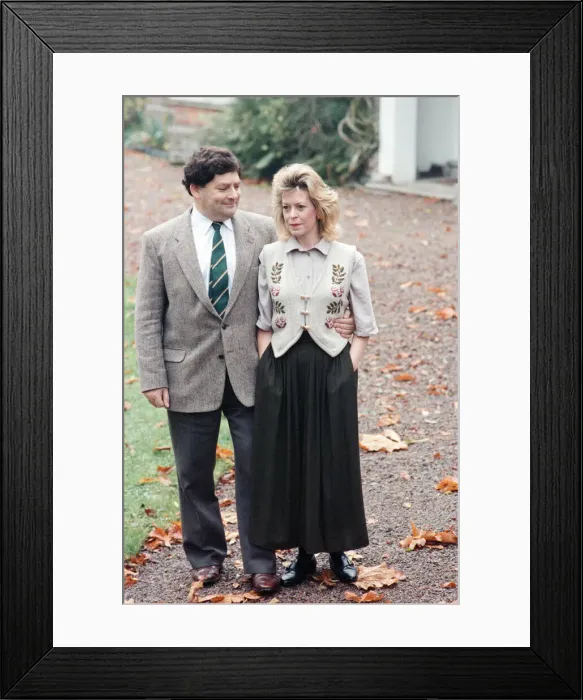Framed Print : Nigel Lawson and his wife Therese pictured at their home, the day after his resignation Framed Print : Nigel Lawson and his wife Therese pictured at their home, the day after his resignation