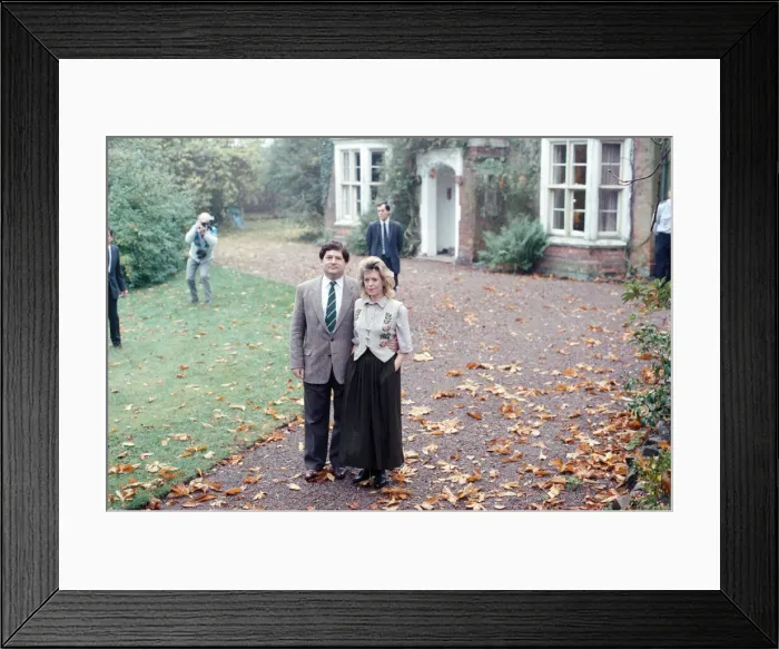 Framed Print : Nigel Lawson and his wife Therese pictured at their home, the day after his resignation Framed Print : Nigel Lawson and his wife Therese pictured at their home, the day after his resignation