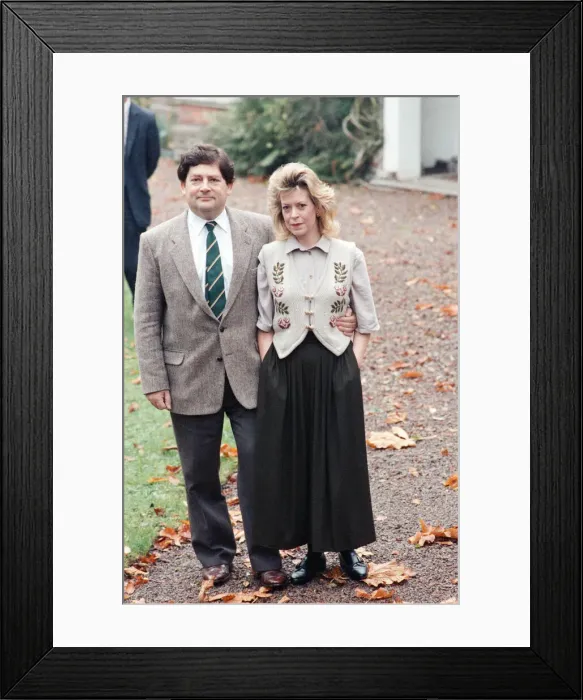Framed Print : Nigel Lawson and his wife Therese pictured at their home, the day after his resignation Framed Print : Nigel Lawson and his wife Therese pictured at their home, the day after his resignation