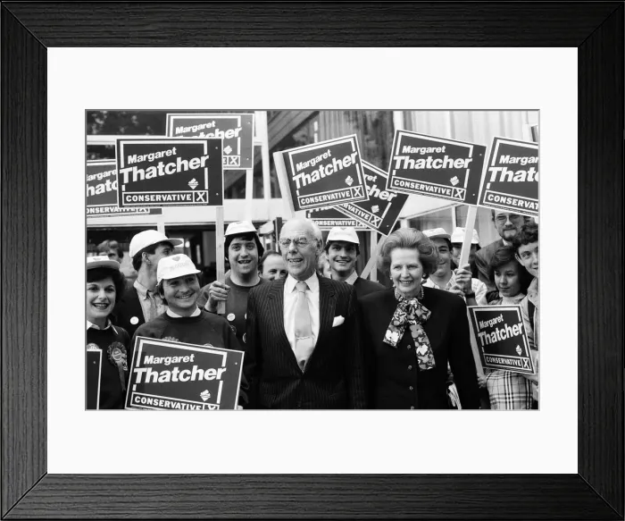 Framed Print : Prime Minister Margaret Thatcher and her husband Denis campaigning ahead of the General Framed Print : Prime Minister Margaret Thatcher and her husband Denis campaigning ahead of the General