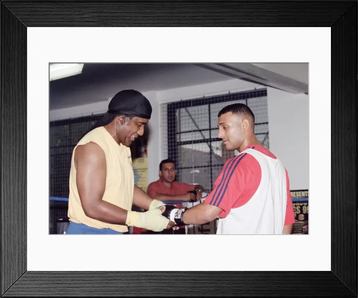 Framed Print : Prince Naseem Hamed with his new trainer Emanuel Steward From The Kronk Gym In Detroit Framed Print : Prince Naseem Hamed with his new trainer Emanuel Steward From The Kronk Gym In Detroit