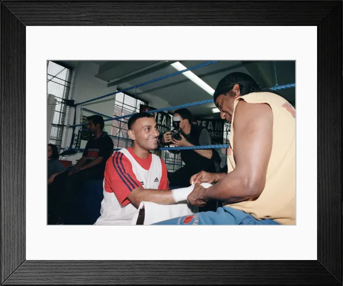 Framed Print : Prince Naseem Hamed with his new trainer Emanuel Steward From The Kronk Gym In Detroit Framed Print : Prince Naseem Hamed with his new trainer Emanuel Steward From The Kronk Gym In Detroit