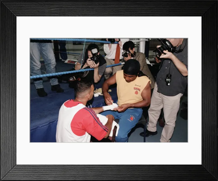 Framed Print : Prince Naseem Hamed with his new trainer Emanuel Steward From The Kronk Gym In Detroit Framed Print : Prince Naseem Hamed with his new trainer Emanuel Steward From The Kronk Gym In Detroit