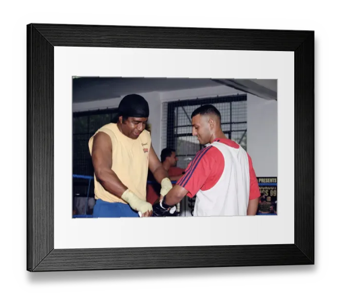 Framed Print : Prince Naseem Hamed with his new trainer Emanuel Steward From The Kronk Gym In Detroit Framed Print : Prince Naseem Hamed with his new trainer Emanuel Steward From The Kronk Gym In Detroit