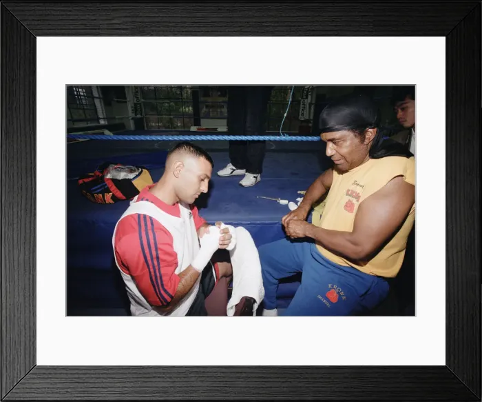 Framed Print : Prince Naseem Hamed with his new trainer Emanuel Steward From The Kronk Gym In Detroit