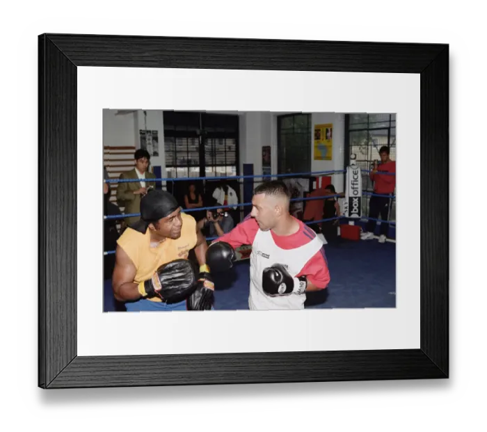 Framed Print : Prince Naseem Hamed with his new trainer Emanuel Steward From The Kronk Gym In Detroit Framed Print : Prince Naseem Hamed with his new trainer Emanuel Steward From The Kronk Gym In Detroit