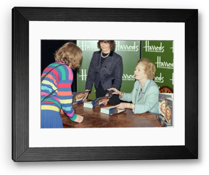 Framed Print : Margaret Thatcher in Harrods signing copies of her memoir Framed Print : Margaret Thatcher in Harrods signing copies of her memoir