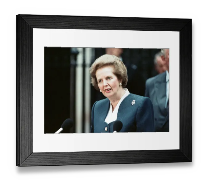 Framed Print : Prime Minister Margaret Thatcher holds a press conference outside 10 Downing Street Framed Print : Prime Minister Margaret Thatcher holds a press conference outside 10 Downing Street
