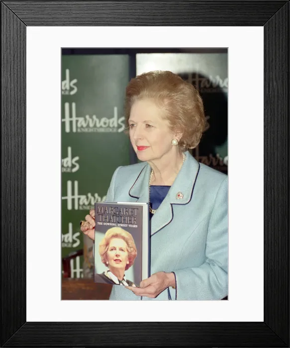 Framed Print : Margaret Thatcher in Harrods signing copies of her memoir Framed Print : Margaret Thatcher in Harrods signing copies of her memoir