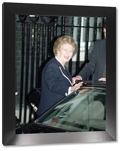 Prime Minister Margaret Thatcher at 10 Downing Street after John Major won