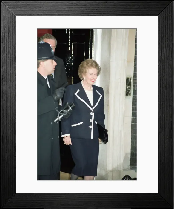 Framed Print : Prime Minister Margaret Thatcher at 10 Downing Street after John Major won Framed Print : Prime Minister Margaret Thatcher at 10 Downing Street after John Major won